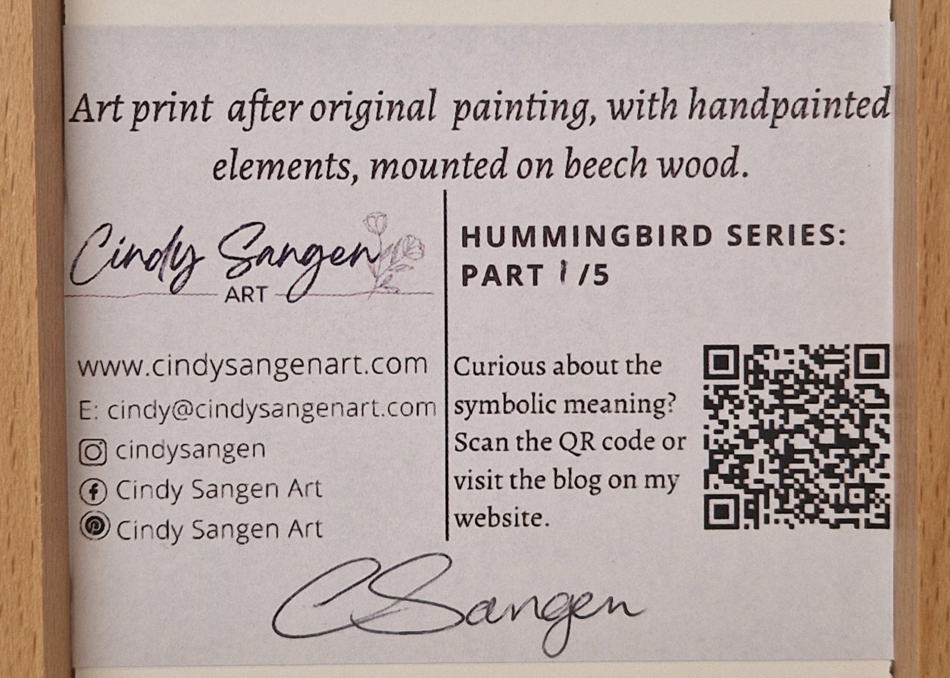 Hummingbird Art Block I