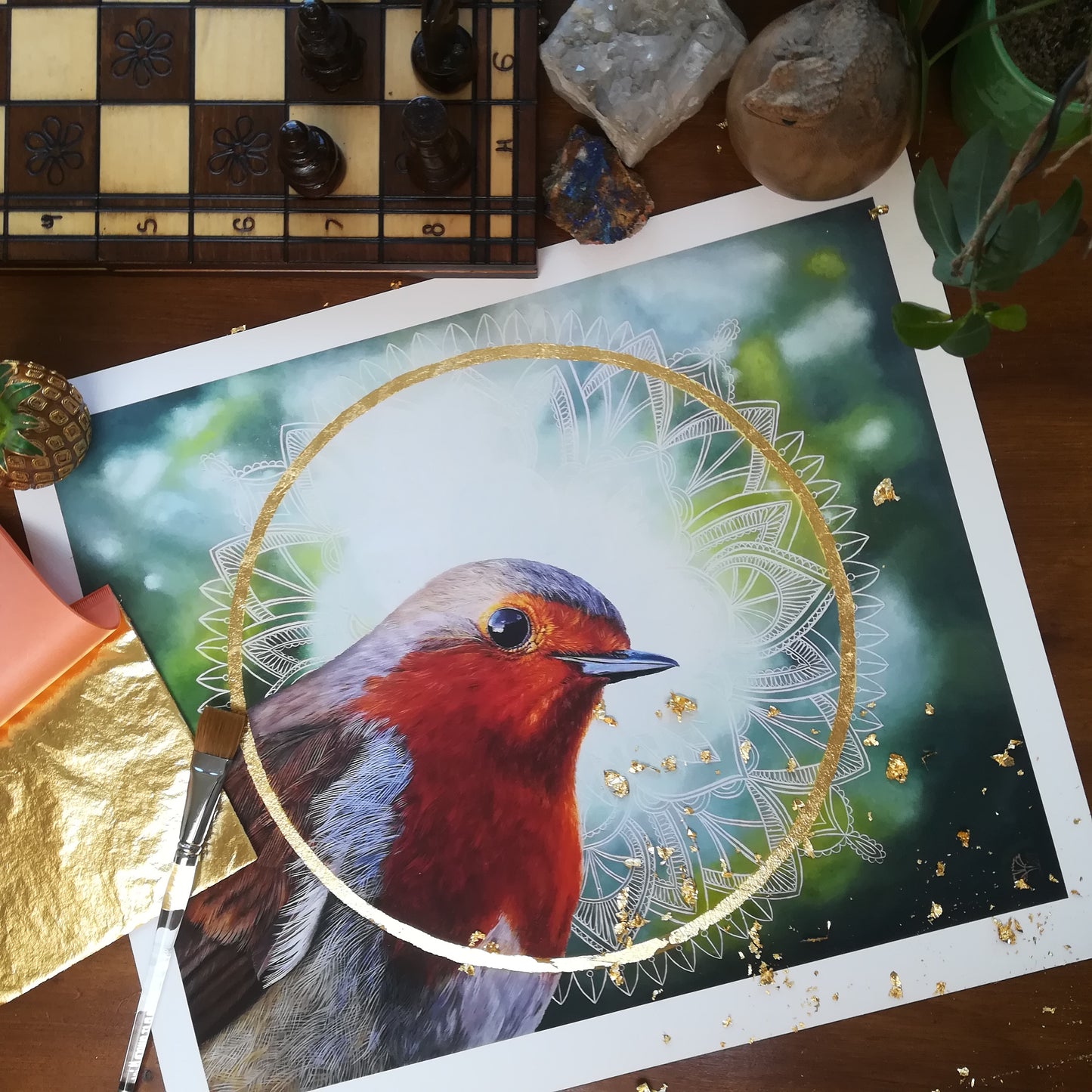 'Hi Buddy' hand embellished with 23kt gold Hahnemühle German Etching Print