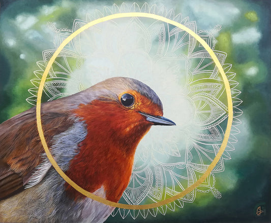 'Hi Buddy' hand embellished  with 23kt gold Hahnemühle German Etching Print